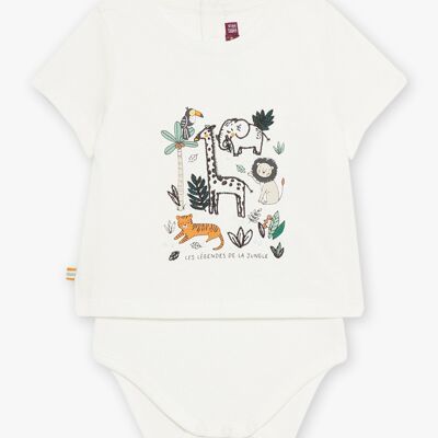 Body T-shirt écru à motifs animaux et jungle bébé garçon