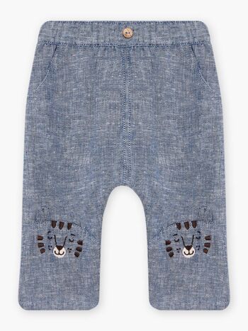 Pantalon en lin bleu denim bébé garçon 3