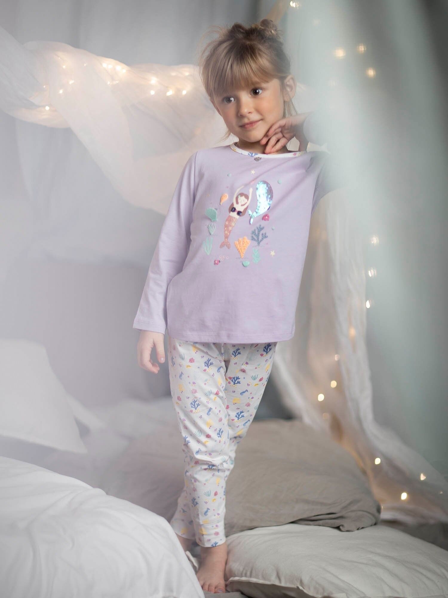 Buy wholesale Girl s Lavender Mermaid and Fish Pattern Pajama Set