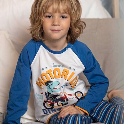 Ensemble pyjama motif dinosaure à moto enfant garçon  8+