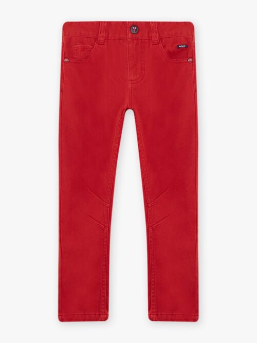 Pantalon en twill rouge et ceinture enfant garçon  8+