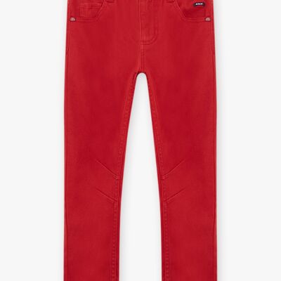 Pantalon en twill rouge et ceinture enfant garçon  8+