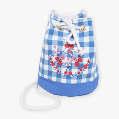 Besace vichy broderie fleurie enfant fille TU