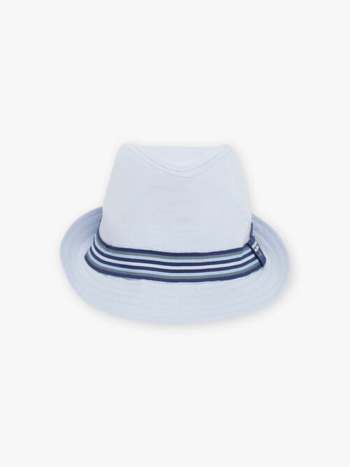 Chapeau bleu clair bande fantaisie contrastée enfant garçon