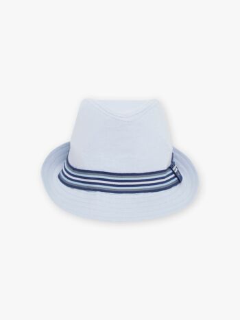 Chapeau bleu clair bande fantaisie contrastée enfant garçon 1