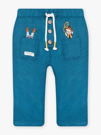 Pantalon bleu canard à motifs fantaisie bébé garçon  6M 3