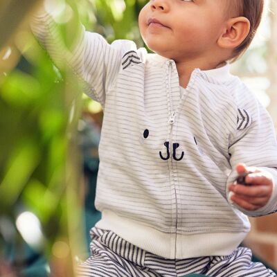 Veste de jogging à rayures écrue bébé garçon 12M