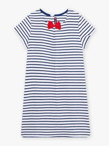 Robe marinière bleu moyen détail n?ud enfant fille  8+ 1