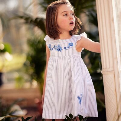 Robe écrue rayé enfant fille