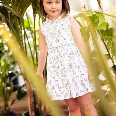 Robe écrue évasée à imprimé savane enfant fille  8+