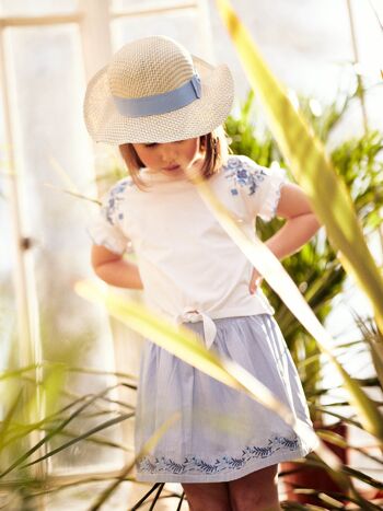 Chapeau beige et bleu enfant fille 2