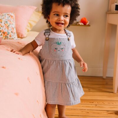 Robe évasée rayée en coton bébé fille