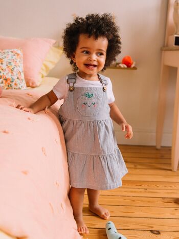 Robe évasée rayée en coton bébé fille 1