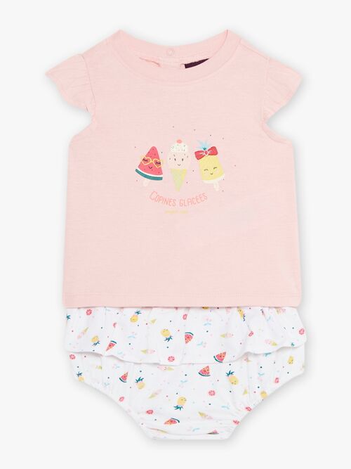 Ensemble de plage T-shirt et culotte imprimé fruits bébé fille