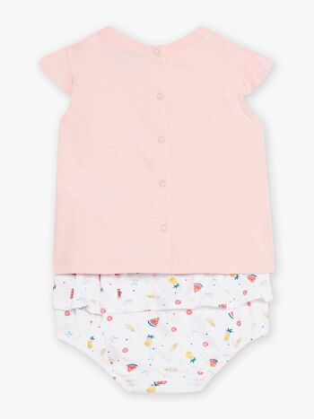 Ensemble de plage T-shirt et culotte imprimé fruits bébé fille 2