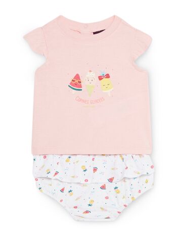 Ensemble de plage T-shirt et culotte imprimé fruits bébé fille 3