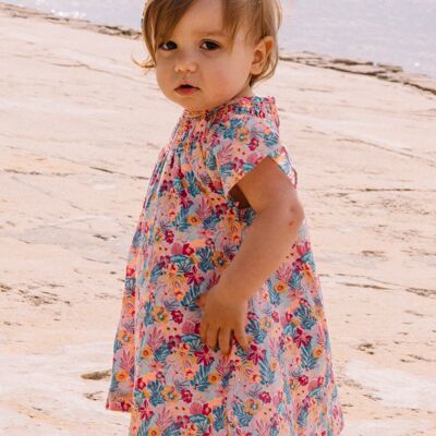 Robe et bloomer en popeline à imprimé fleuri bébé fille