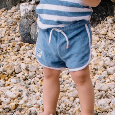 Short en coton fantaisie bleu bébé garçon  6M