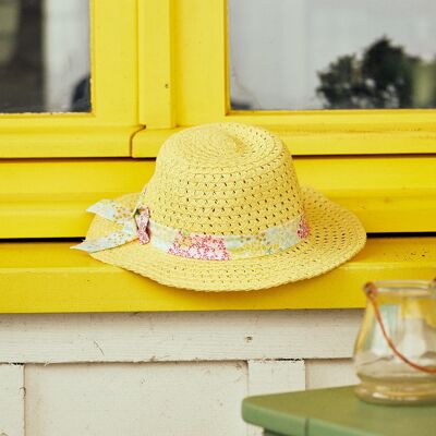 Chapeau de paille à n?ud imprimé enfant fille