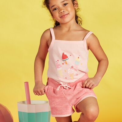 Ensemble débardeur et short rose enfant fille  5+