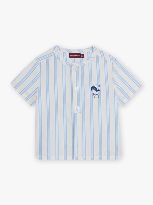 Chemise à rayures bleu lavande bébé garçon  6M