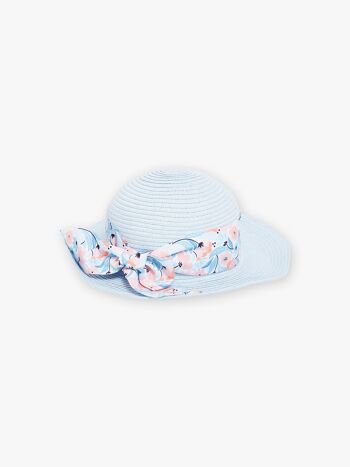 Chapeau bleu ciel en papier enfant fille 1