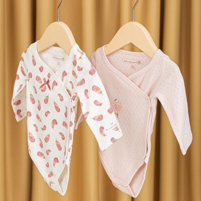 Lot de 2 bodies en coton bio bébé fille  6M