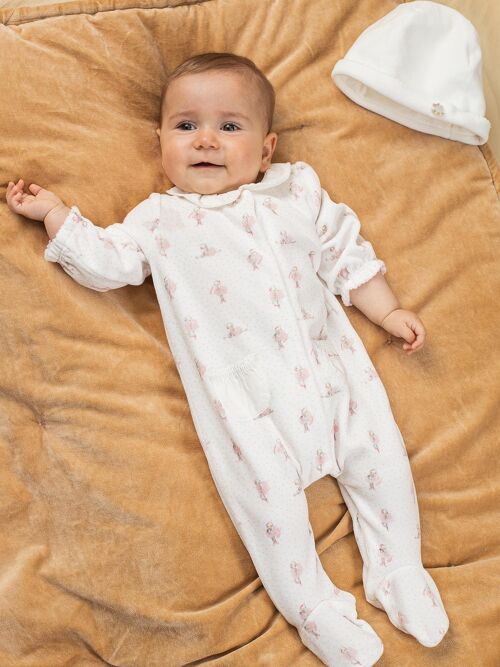 Pyjama imprimé pois et petites autruches bébé fille  6M