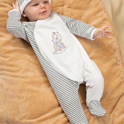 Pyjama en velours et bonnet assorti bébé garçon