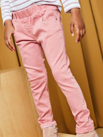 Pantalon rose à 4 poches c?ur 1