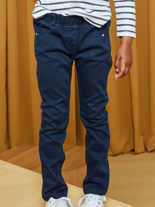 Pantalon bleu marine à 4 poches c?ur  5+