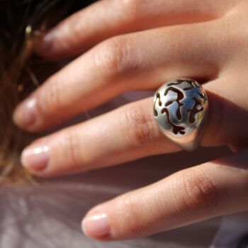 Bague boule organique en argent massif bijou contemporain collection Impermanence 5