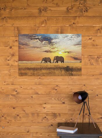 Éléphants marchant dans les plaines africaines Impression sur toile 7