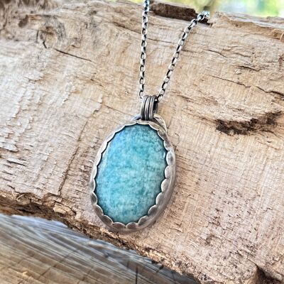 925 Silver Amazonite Ethnic Long Necklace