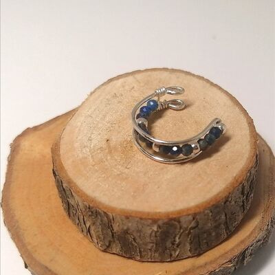 Bague d'oreille argentée Sophie Lapis-lazuli