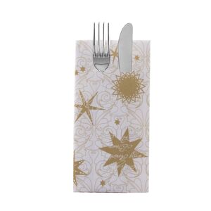 Serviette à couverts Rêves de Noël en or et blanc en Linclass® Airlaid 40 x 40 cm, 12 pièces