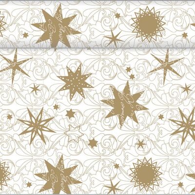 Table runner Christmas Dreams in gold and white made of Linclass® Airlaid 40cm x 4.80m, 1 piece