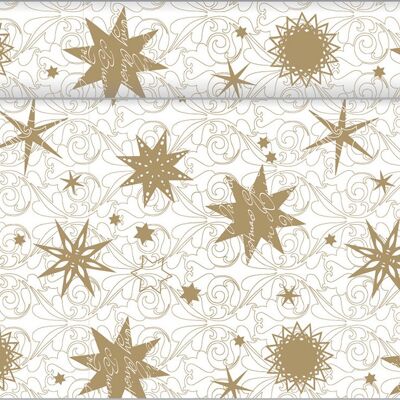 Chemin de table Christmas Dreams en or et blanc en Linclass® Airlaid 40cm x 4.80m, 1 pièce