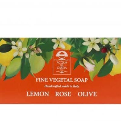 LEMON - ROSE - OLIVE VEGETABLE SOAPS KIT 100 GR EACH