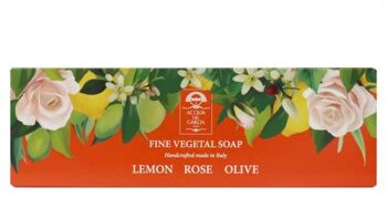 KIT SAVONS VÉGÉTAUX CITRON - ROSE - OLIVE 100 GR CHACUN