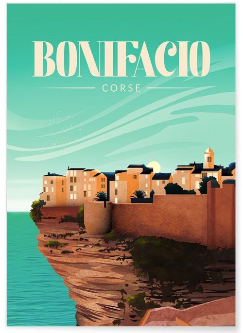 Affiche illustration de la ville de Bonifacio