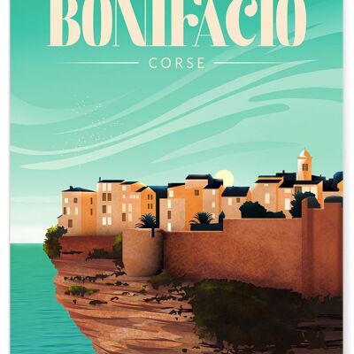 Affiche illustration de la ville de Bonifacio
