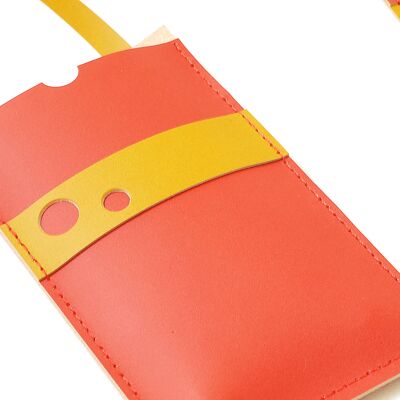 Red recycled leather mobile bag