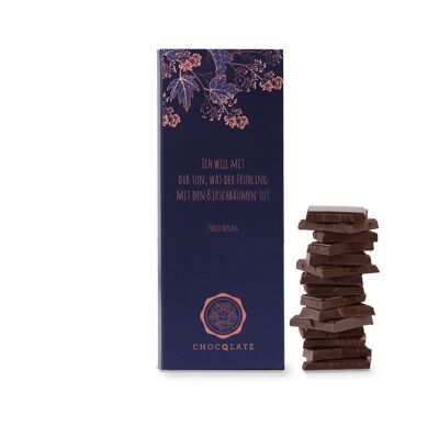 "Ich will mit dir tun, was der Frühling mit den Kirschbäumen Tut" CHOCQLATE Bio Schokolade 50% Kakao