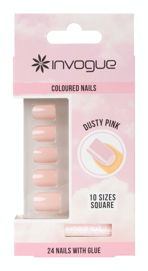 Invogue Dusty Pink Square Nails (24 Pieces)