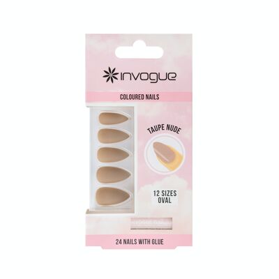 Unghie ovali nude color talpa Invogue (24 pezzi)