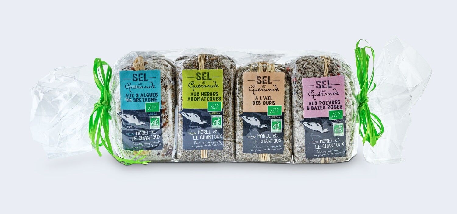 Quartetto di scoperta dei nostri sali di Guérande IGP aromatizzati BIOLOGICI certificati