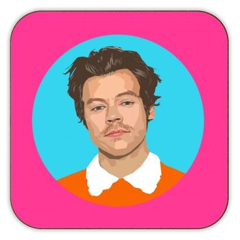 DESSOUS DE VERRE HARRY STYLES ROSE FLUO PAR DOLLY WOLF 1