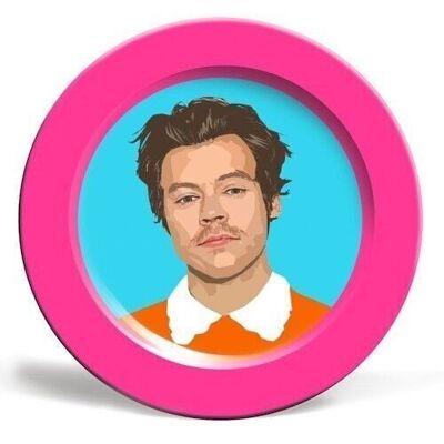 ASSIETTES, HARRY STYLES ROSE FLUO PAR DOLLY WOLF_8 Inch
