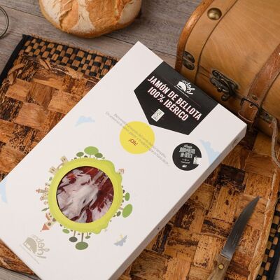 Kit jambon de bellota 100% ibérique. Couper avec un couteau. 5 sachets de 60g.